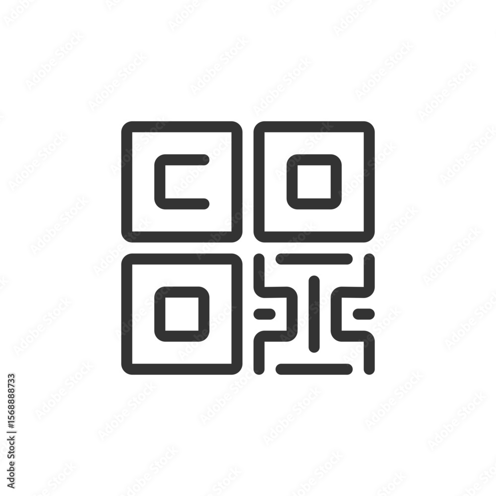Aufkleber illustration of a simple qr code with four distinct sections in a square arrangement format
