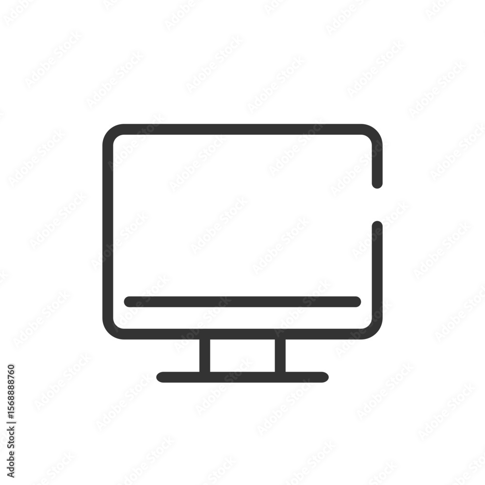 Poster illustration of a desktop computer monitor with a simple outline design on a white background view