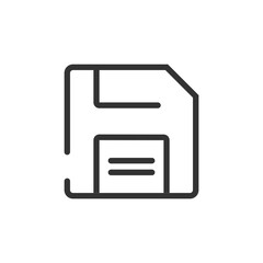 Illustration of a floppy disk icon with a simple outline design on a white background viewable image