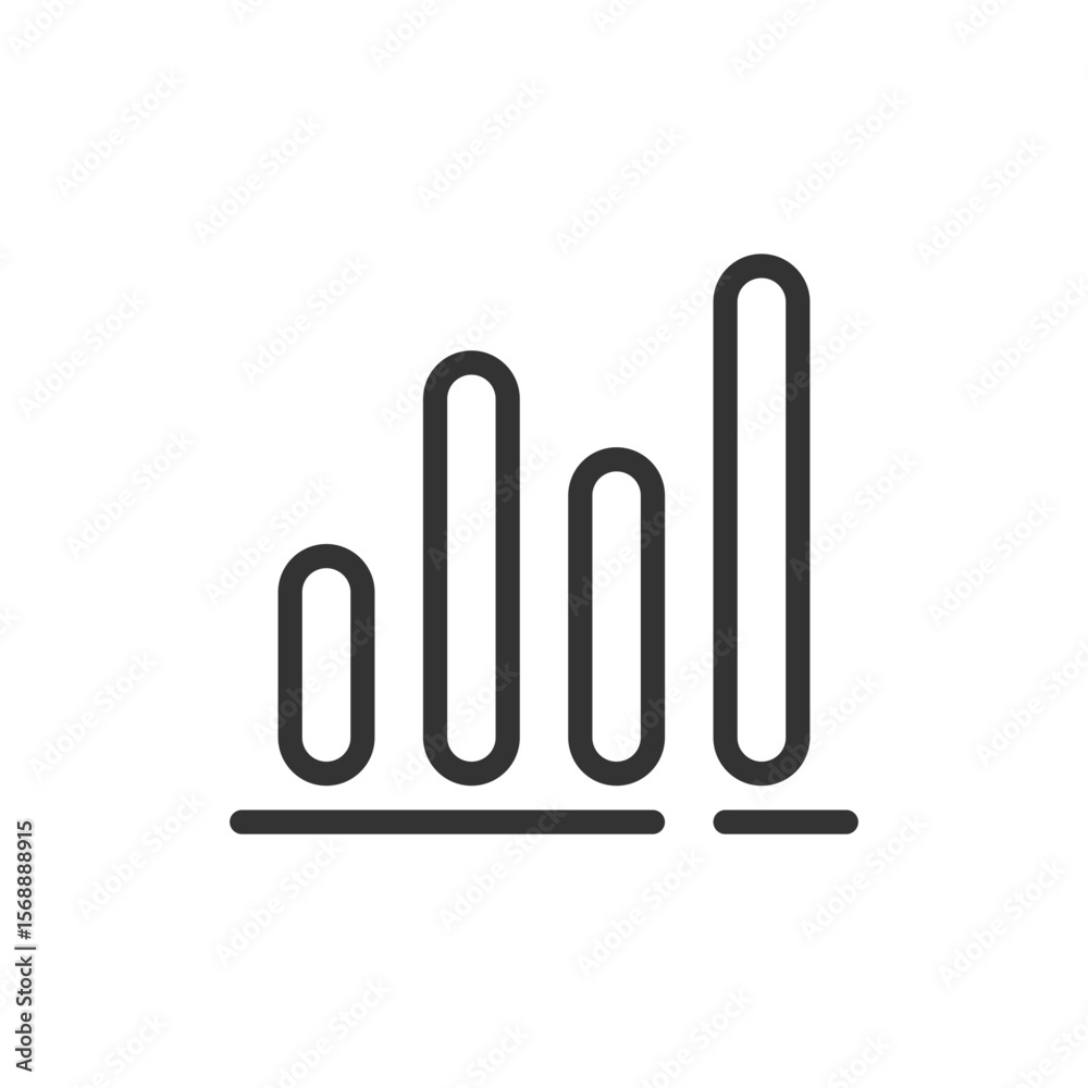 Aufkleber simple bar graph icon showing an increase in values on a horizontal axis in black and white color sc