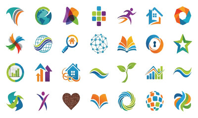 Collection of abstract logo design elements for business