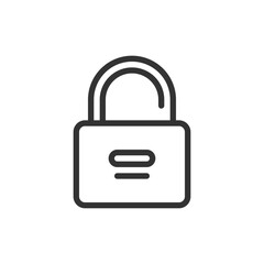 Illustration of a simple padlock with a rounded shackle and a rectangular body design in outline style