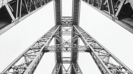 Steel Bridge with Sharp Angles Isolated on White Background