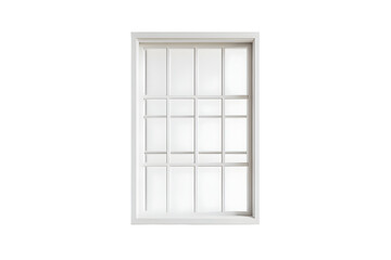 Obraz premium Elegant white window with grid pattern against a stark black background