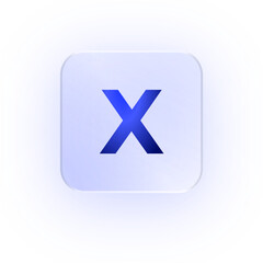 Glassmorphism Icon Alphabet X Letter X Character Typography Capital Text Symbol UI UX School ABC Font Learning Design Soft Drop Shadow