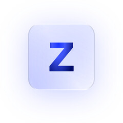 Glassmorphism Icon Alphabet Z Letter Z Character Typography Capital Text Symbol UI UX School ABC Font Learning Design Soft Drop Shadow