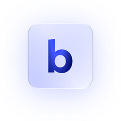 Glassmorphism Icon Alphabet b Letter b Character Typography Capital Text Symbol UI UX School ABC Font Learning Design Soft Drop Shadow