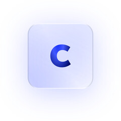 Glassmorphism Icon Alphabet c Letter c Character Typography Capital Text Symbol UI UX School ABC Font Learning Design Soft Drop Shadow