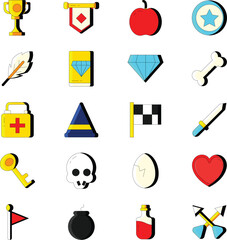 icon set race school home pen