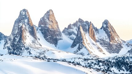 Majestic Snow-Capped Peaks Towering in a Winter Landscape