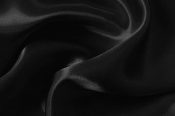 Black grey fabric texture background, detail of silk or linen pattern.