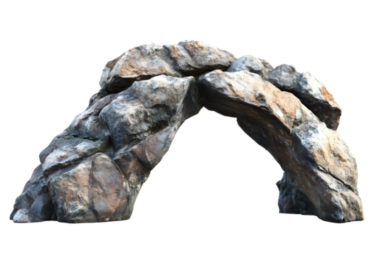 Isolated stone arch on black background, a geological formation showcase