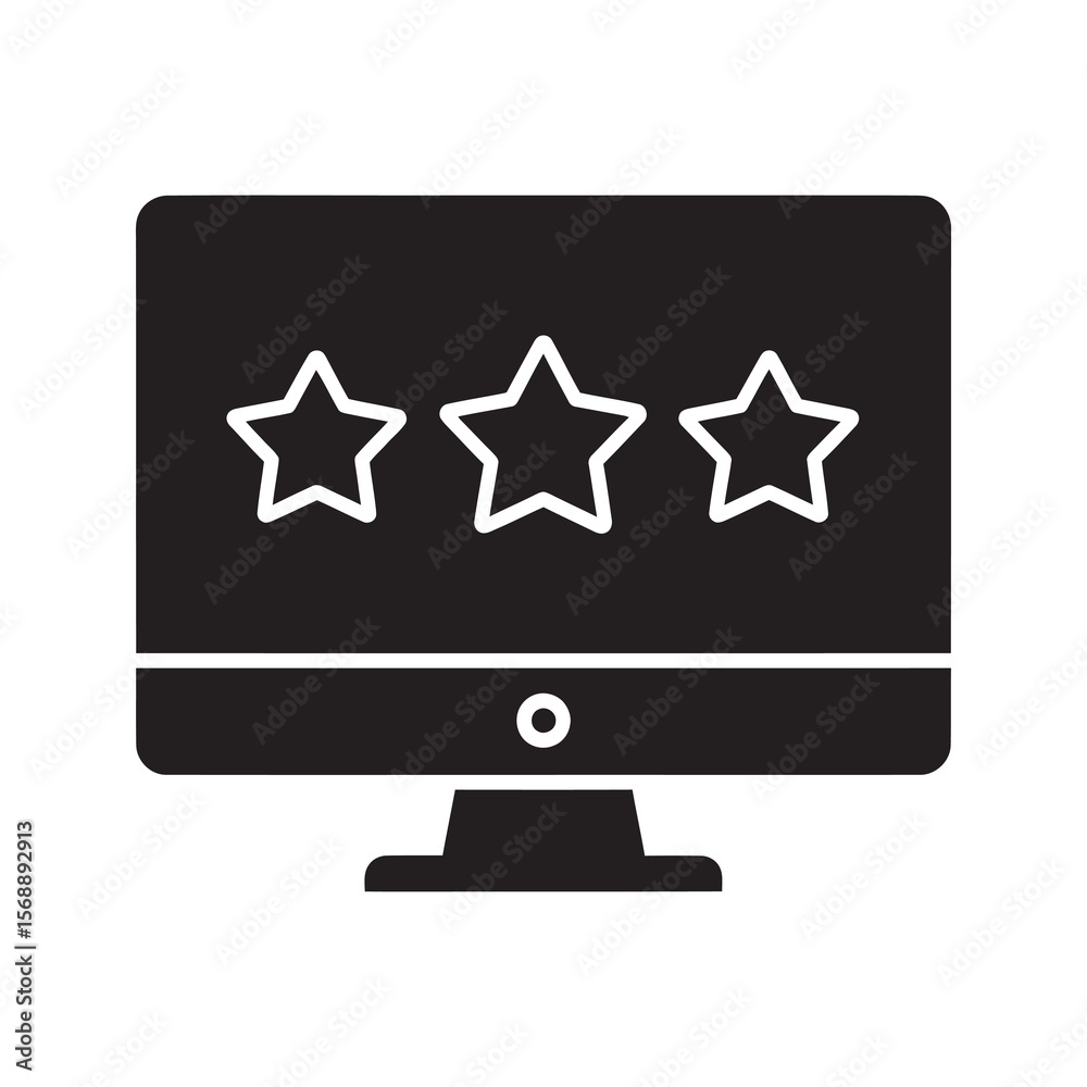 Poster customer feedback and satisfaction rating icon with stars on a computer monitor representing online 