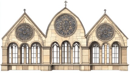 Obraz premium Detailed Victorian Window Frame with Rich Engravings on White Background