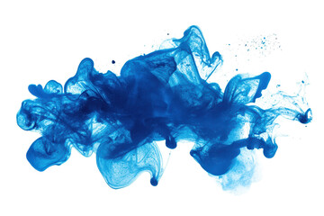 Swirling blue ink stain on a transparent background creating an abstract design ideal for artistic projects or backgrounds