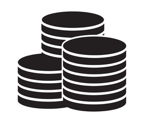 Stack of coins silhouette.