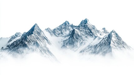 Snow-Covered Mountain Peaks in a Serene Winter Wonderland Setting