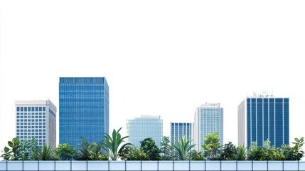 Modern Office Building with Rooftop Garden and Native Plants Display