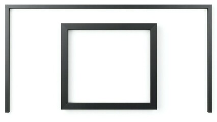 Minimalist black square picture frame centered on a white background