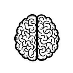 Hand-Drawn Human Brain Doodle Icon. (AI Generated)