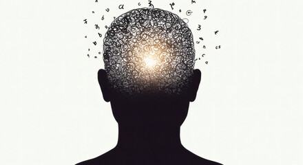 Illuminated Mind Abstract Conceptual Artwork of Human Consciousness and Ideas