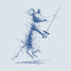 Obraz premium Mouse Character Illustration Vector Art Blue Silhouette Drawing Playful Dynamic Animal Design Whimsical Lineart Fantasy Sword Combat Action 