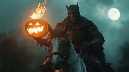 Demonic figure on horseback in full moon