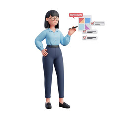 3D Render of a Female Character Reviewing a Design Revision