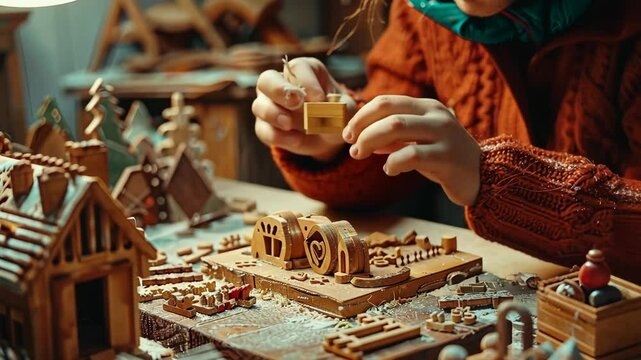 selective focus multi-angle view of family art projects