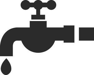 wall mounted bibcock faucet tap icon in dark grey and clear background vector illustration
