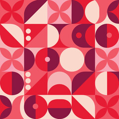 Colorful geometric mosaic seamless pattern illustration with creative abstract shapes. Modern scandinavian style background print. Trendy bright symbols and minimalist shape texture, geometry collage.