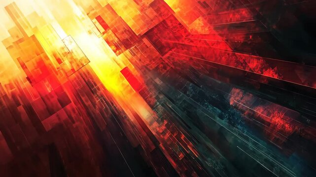 Abstract vibrant colors with sharp angles and gradients creating dynamic visual energy