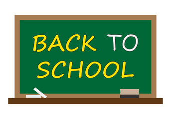 Obraz premium Pizarra de vuelta al cole con borrador y tiza