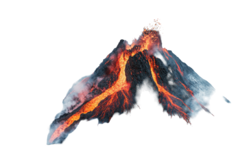 Volcano erupts with smoke and lava, showcasing nature's raw power and beauty during a dramatic display at a remote location