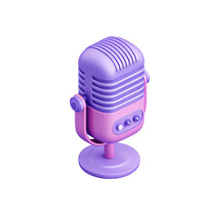 Retro Style Microphone in Pink and Purple on Transparent Background