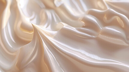 Close-up of smooth, creamy white or light-colored liquid with soft, undulating textures, perfect for cosmetic, or abstract backgrounds. AI generated