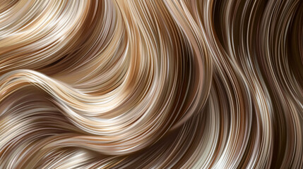 Long, luxurious golden blonde hair with soft waves and curls, shine and healthy texture against a dark background. AI generated