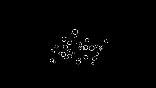 Abstract Graphic of White Circles and Lines on Black Background