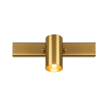 Modern gold wall light fixture illuminating a stylish interior space with minimalistic decor