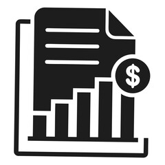 Minimal Vector Silhouette of Black Financial Document Icon for Investment Planning and Economic Analysis