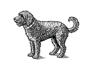 Obraz premium Lagotto Romagnolo dog silhouette vector illustration, pet clipart, black and white animal shape