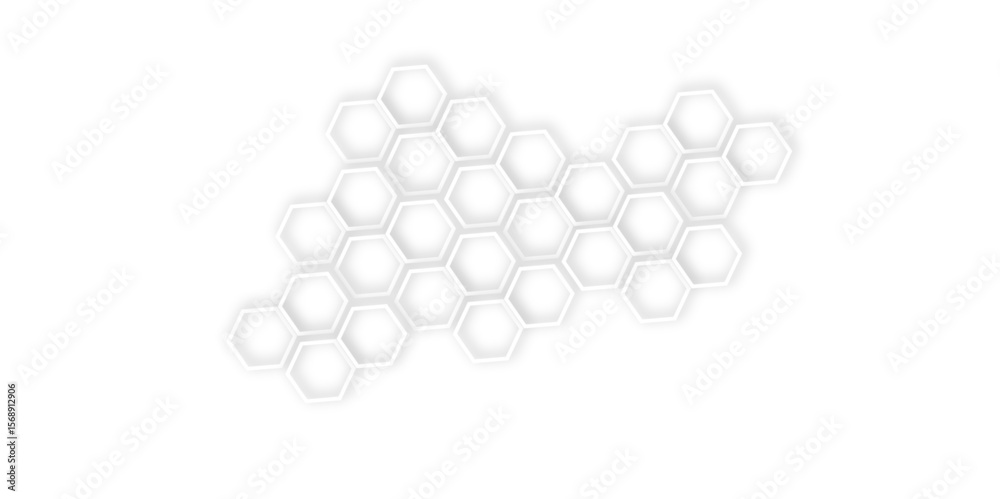 Poster abstract light grey and white hexagon 3d effect pattern with shadow seamless texture background. use