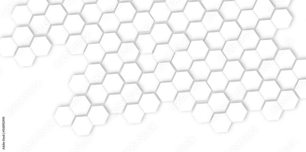 Poster abstract light grey and white hexagon 3d effect pattern with shadow seamless texture background. use