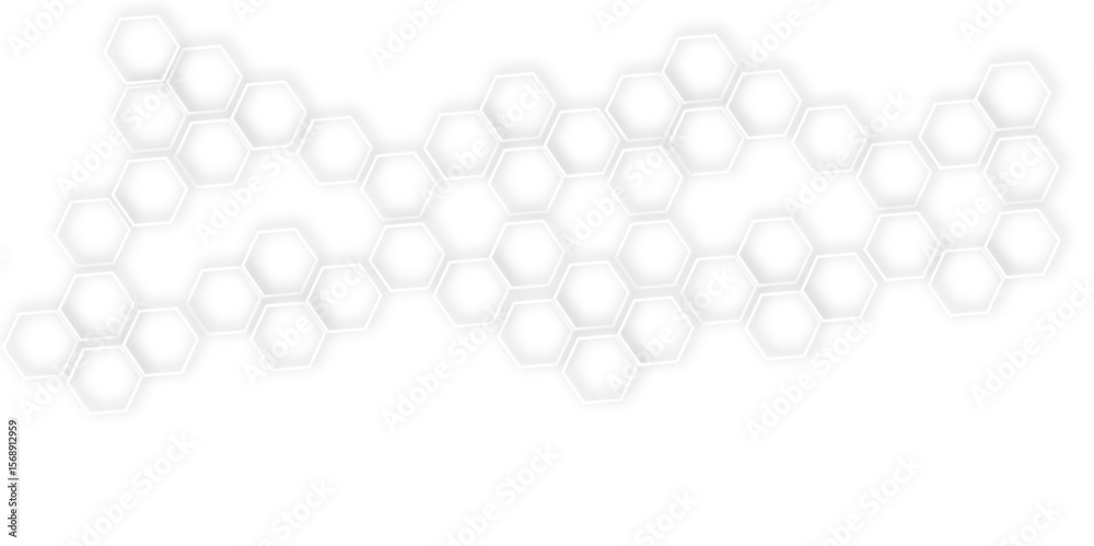 Poster abstract light grey and white hexagon 3d effect pattern with shadow seamless texture background. use