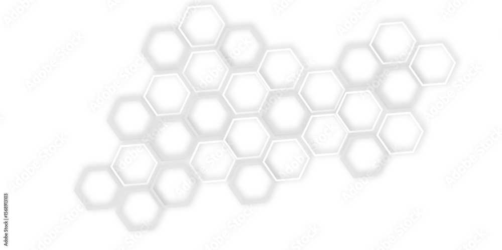 Poster  seamless abstract white background with a pattern  of structure technology out line hexagon  creating a modern and minimalist design with clean lines.