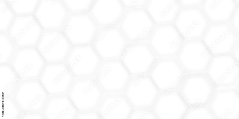 Poster  seamless abstract white background with a pattern  of structure technology out line hexagon  creating a modern and minimalist design with clean lines.