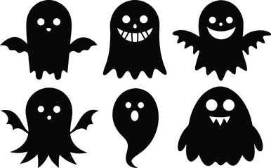 halloween ghost silhouette bundle, halloween ghost black vector bundle,