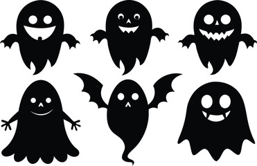 halloween ghost silhouette bundle, halloween ghost black vector bundle,