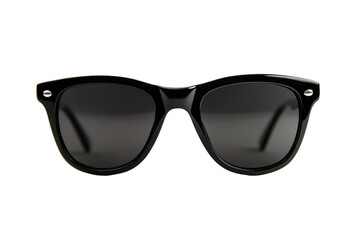 Classic black sunglasses presented in a front view isolated on a smooth light background emphasizing their sleek design and timeless style suitable for various occasions and activities