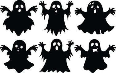halloween ghost silhouette bundle, halloween ghost black vector bundle,